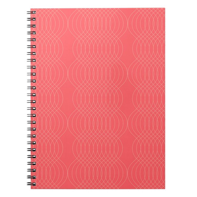 Elegant, simple, red, modern wavy lines notebook (Front)