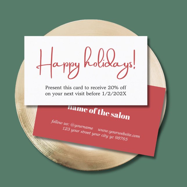 Elegant Simple Red White Bold Holiday Coupon (Creator Uploaded)