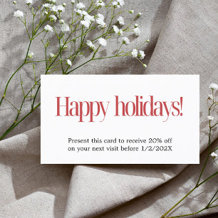 Elegant Simple Red White Bold Holiday Coupon