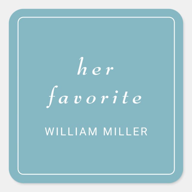 Elegant Simple Retro Blue with Monogram Wedding Square Sticker (Front)