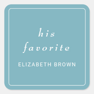 Elegant Simple Retro Blue with Monogram Wedding Square Sticker