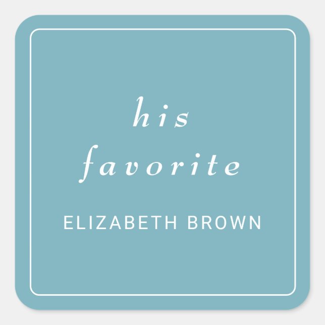 Elegant Simple Retro Blue with Monogram Wedding Square Sticker (Front)