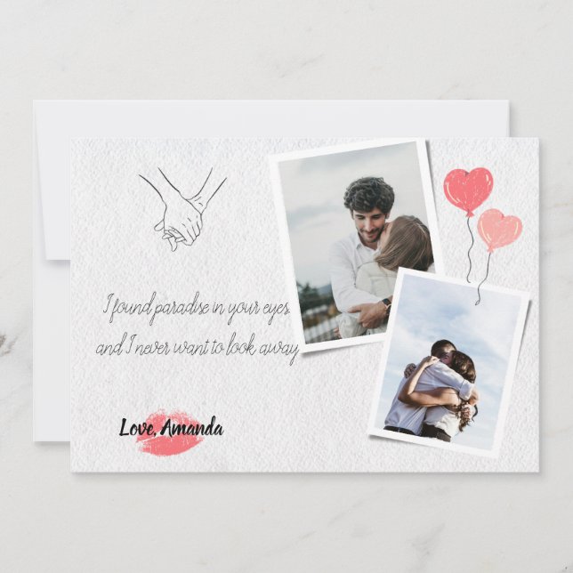 Elegant Simple Romantic Valentine's Day Photo Card (Front)