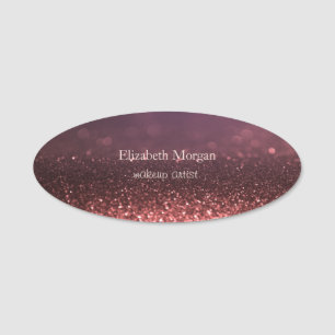 Elegant  Simple  Rose Gold Glitter Bokeh Name Tag