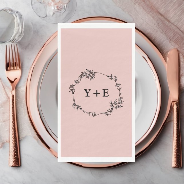  Elegant Simple Rose Gold Monogrammed Wedding Napkin (Creator Uploaded)