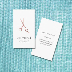 Elegant Simple Rose Gold Scissors Hair Stylist Business Card