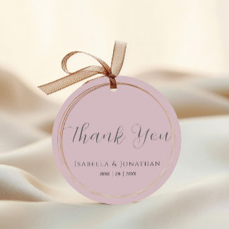 Elegant Simple Rose Pink Wedding Thank You Favour Tags
