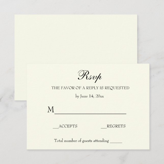 Elegant Simple RSVP Ivory Card (Front/Back)
