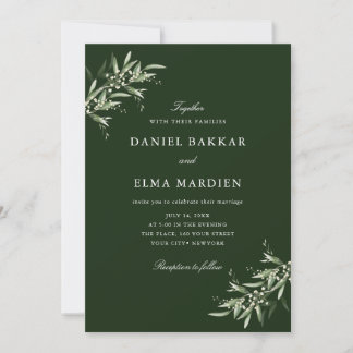 Elegant Simple Rustic Botanical Greenery Wedding Invitation