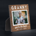Elegant Simple Rustic Wood Granny Custom Photo Plaque<br><div class="desc">A chic mother’s day gift for granny,  nana,  nonna and grandmas. It features a rustic wood background. Personalize it with your picture and name.</div>