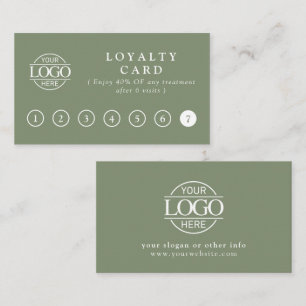 Elegant Simple Sage Green Customer Rewards Loyalty Card