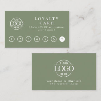 Elegant Simple Sage Green Customer Rewards Loyalty Card