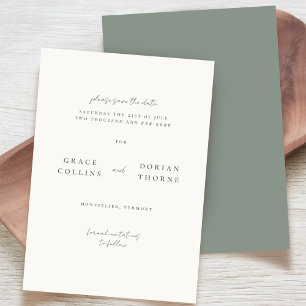 Elegant Simple Sage Green Neutral Wedding Save The Date