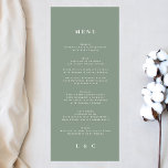 Elegant Simple Sage Green White Monogram Menu<br><div class="desc">slim menu to match the collection
*if you would like more paper options this design can be transferred to a slim program
*or for more help contact me</div>