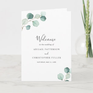 Elegant Simple Sage Greenery Eucalyptus Wedding Programme
