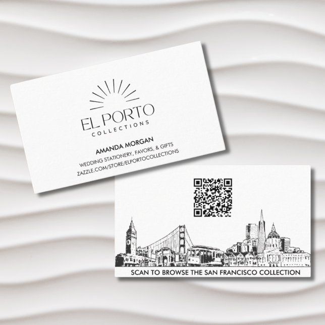Elegant Simple San Francisco Skyline QR Code Business Card (San Francisco Business Cards)
