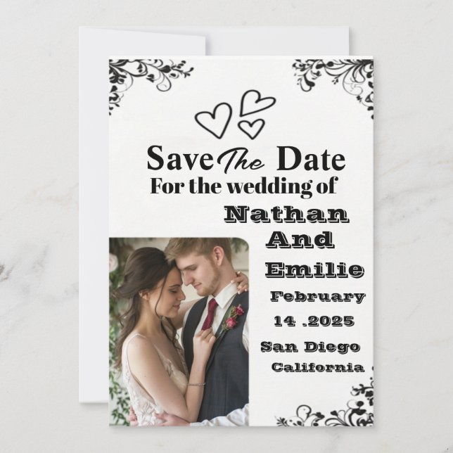 Elegant simple save the date invitation  (Front)