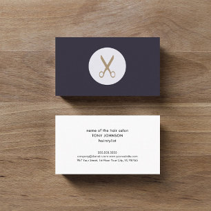 Elegant Simple Scissors Logo Circle Hair Stylist Business Card
