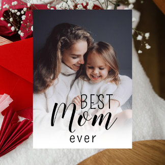 Elegant Simple Script Best Mum Ever Personalised  Holiday Card