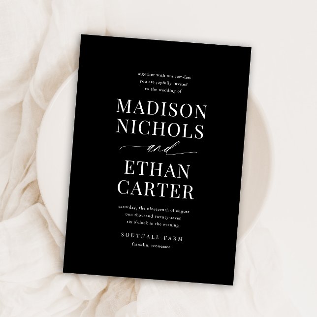 Elegant Simple Script Black Budget Wedding Invitation (Creator Uploaded)