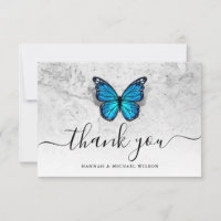 Elegant Simple Script Blue Butterfly