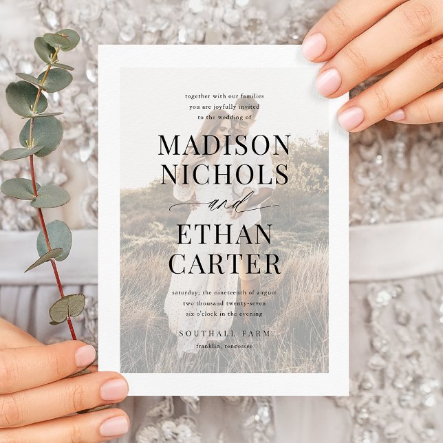 Elegant Simple Script Calligraphy Photo Wedding In Invitation (Creator Uploaded)