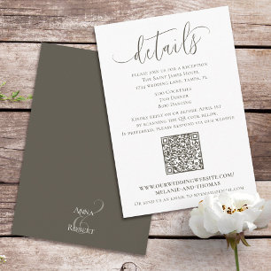 Elegant Simple Script Details Brown QR Code Enclosure Card