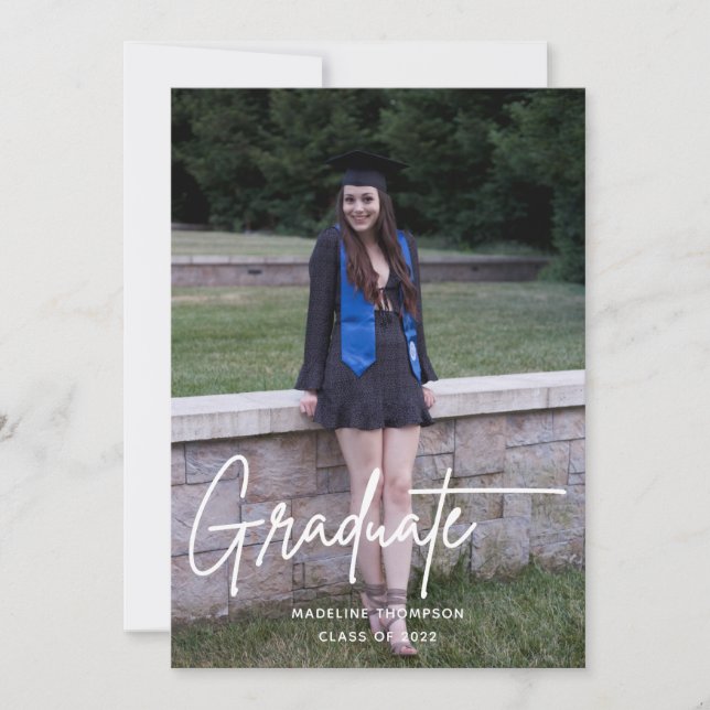 Elegant Simple Script Graduate Photo Graduation Invitation (Front)