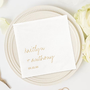 Elegant Simple Script Minimalistic Wedding Foil Napkins