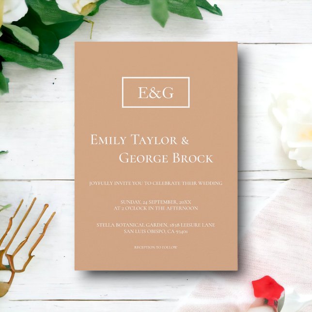 Elegant Simple Script Monogram Chic Modern Wedding Invitation (Creator Uploaded)