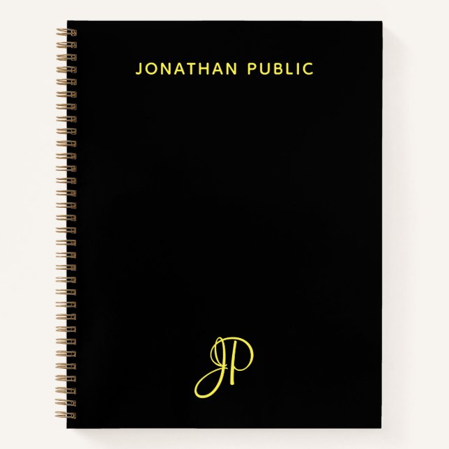 Elegant Simple Script Monogram Initial Name Notebook (Front)