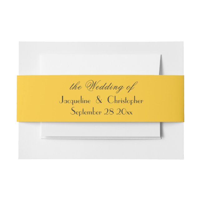 Elegant simple script names chic modern wedding invitation belly band (Front Example)