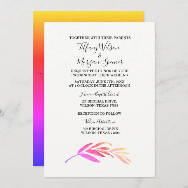 Elegant Simple Script Same-sex wedding invite (Front/Back)