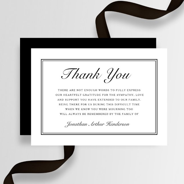 Elegant Simple Script Sympathy Funeral Thank You Card (Elegant Simple Script Sympathy Funeral Thank You Card)