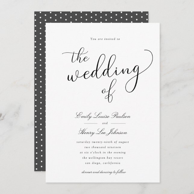 elegant simple script wedding invitation (Front/Back)