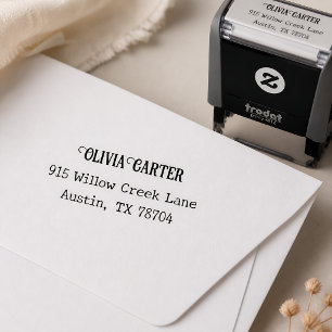 Elegant Simple Script Wedding Return Addres Self-inking Stamp
