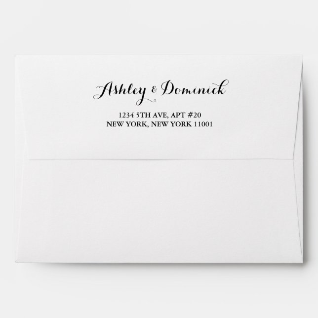 Elegant Simple Script Wedding Return Address  Enve Envelope (Back (Top Flap))