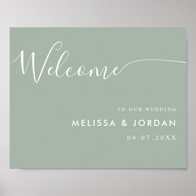 Elegant Simple Script Wedding Welcome Sign (Front)