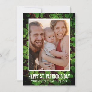 Elegant Simple Shamrock Photo St. Patrick's Day Ho Holiday Card