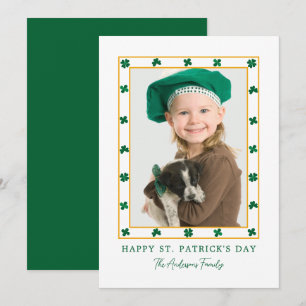 Elegant Simple Shamrock Photo St. Patrick's Day  Holiday Card