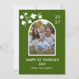 Elegant Simple Shamrock Photo St. Patrick's Day Holiday Card