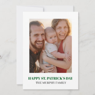 Elegant Simple Shamrock Photo St. Patrick's Day Holiday Card