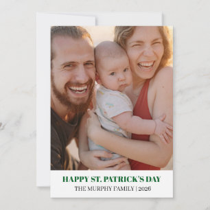 Elegant Simple Shamrock Photo St. Patrick's Day  Holiday Card