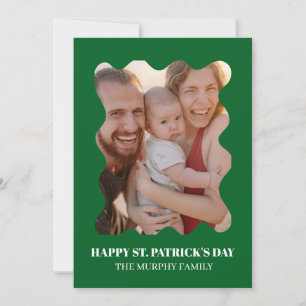 Elegant Simple Shamrock Photo St. Patrick's Day Holiday Card