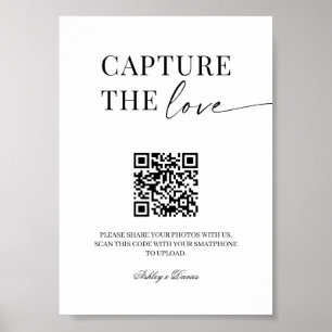 Elegant Simple Share Wedding Photos With QR Code Poster
