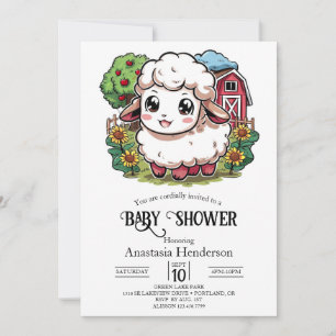Elegant Simple Sheep Baby Shower Invitation