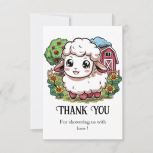 Elegant Simple Sheep Baby Shower Thank You Card