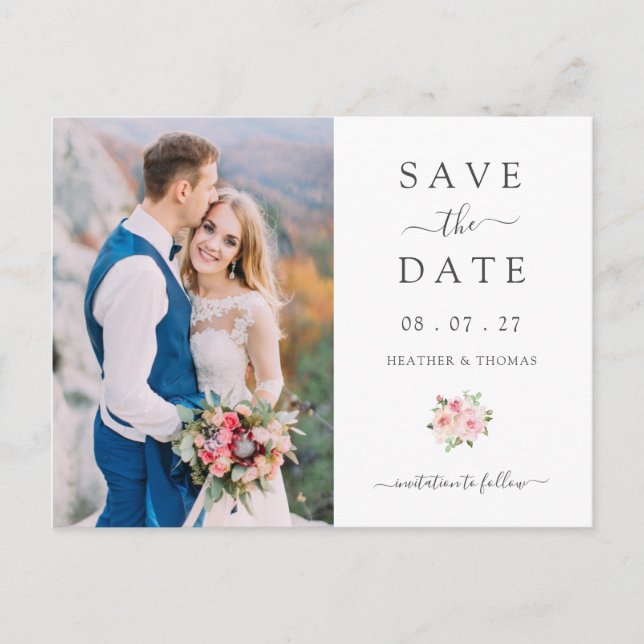Elegant Simple Spring Save The Date Wedding Announcement Postcard (Front)