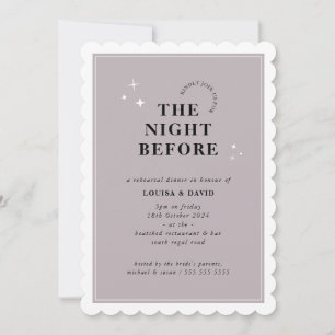 ELEGANT simple stars rehearsal dinner mauve Invitation