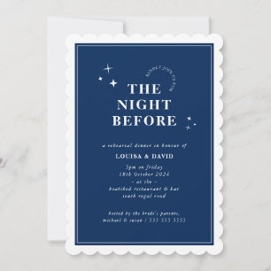 ELEGANT simple stars rehearsal dinner navy blue Invitation